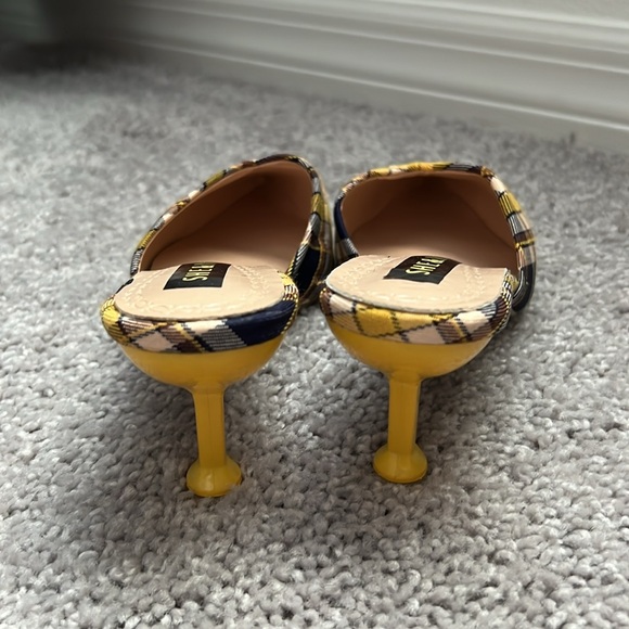 NWOT SHEIN Yellow and Navy Plaid Kitten Heels - Size 5.5 / 6 - Picture 4 of 6